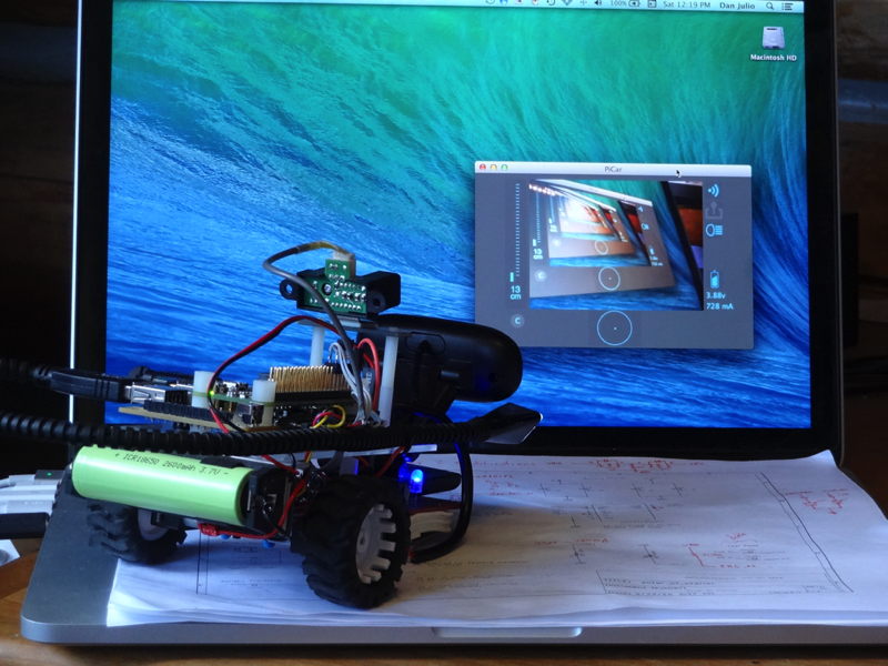 Pi Car looking itself on computer monitor