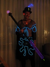 Lit costume with LEDs and EL wire