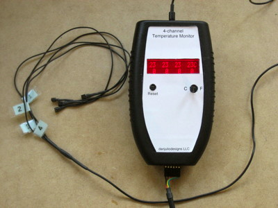 4-channel temperature monitor with sensors